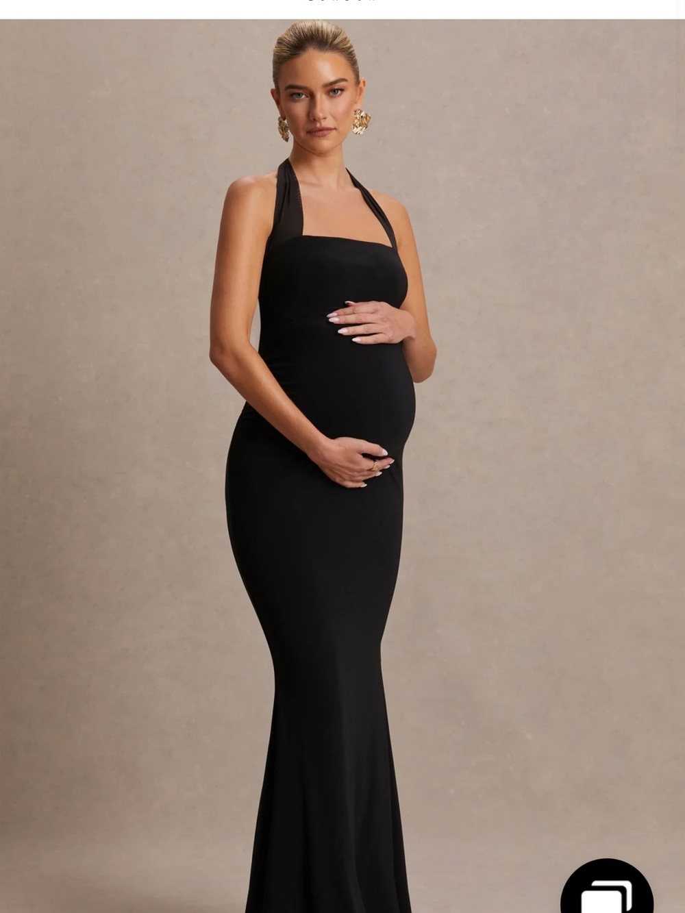 AVIELLE Black Halter-Neck Maternity Maxi Dress